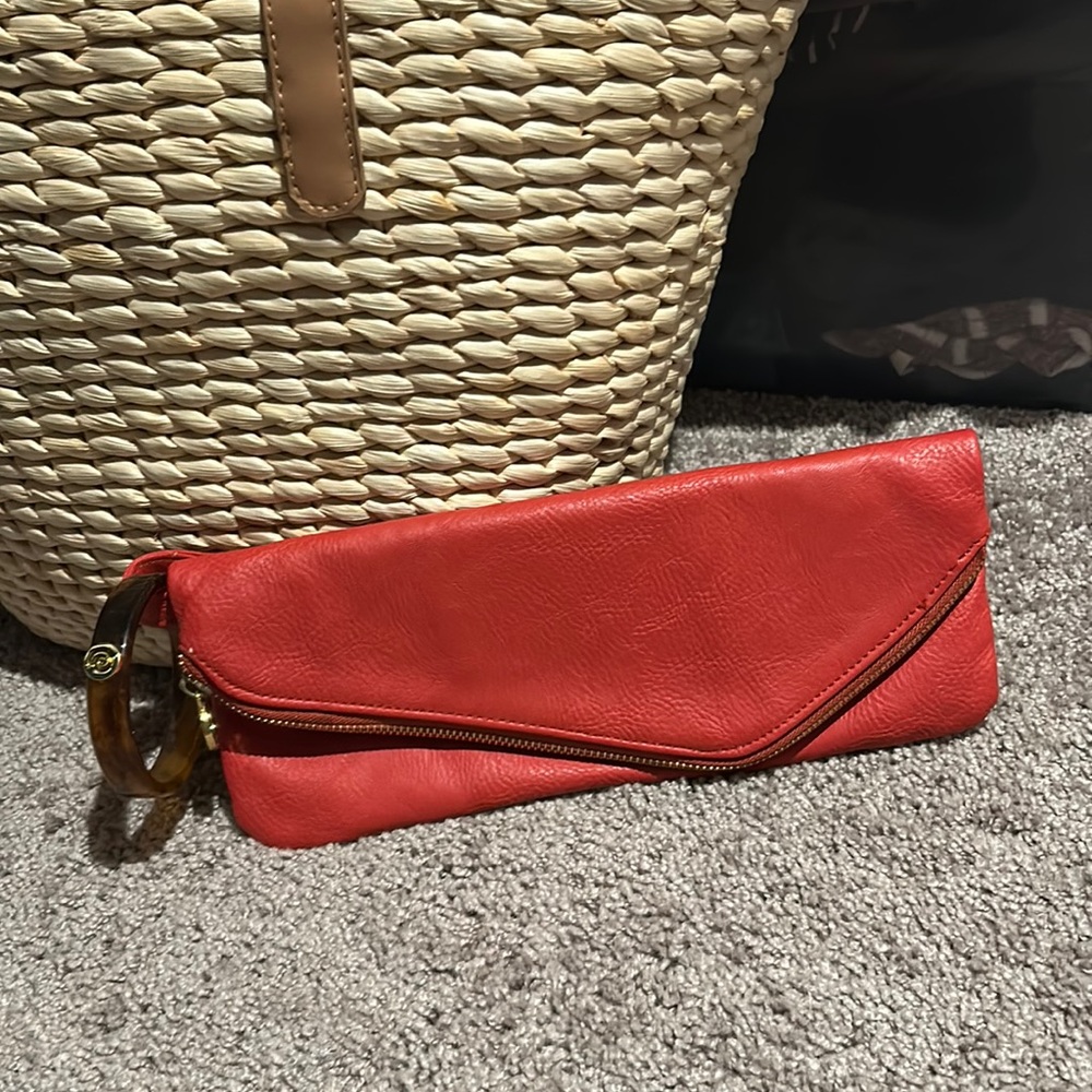Mud Pie Wristlet Orange with tortoiseshell wristlet